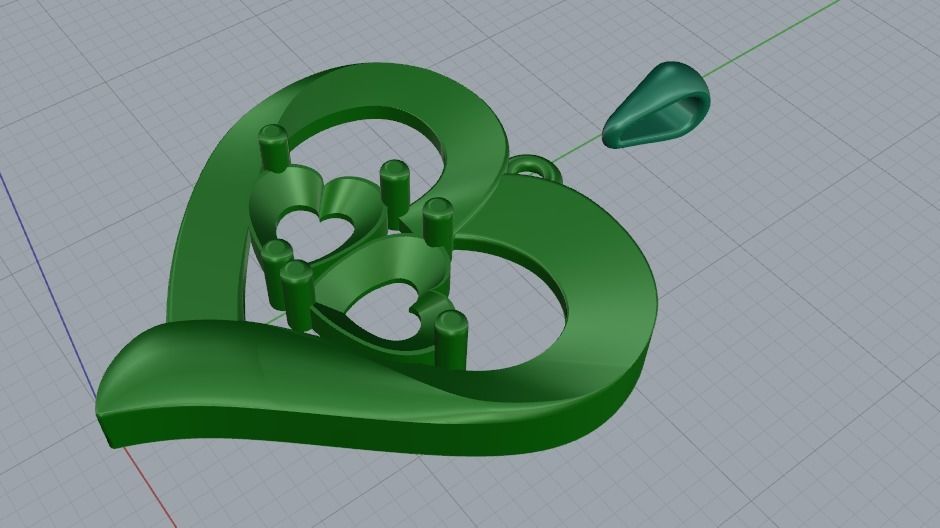 Pendant with heart stones 991 3D print model_7