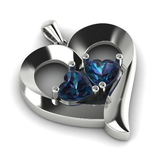 Pendant with heart stones 991 3D print model_1