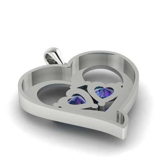 Pendant with heart stones 991 3D print model_2