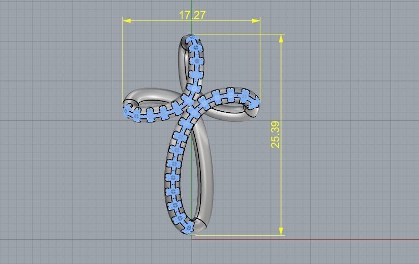 Pendant cross 987 3D print model_4
