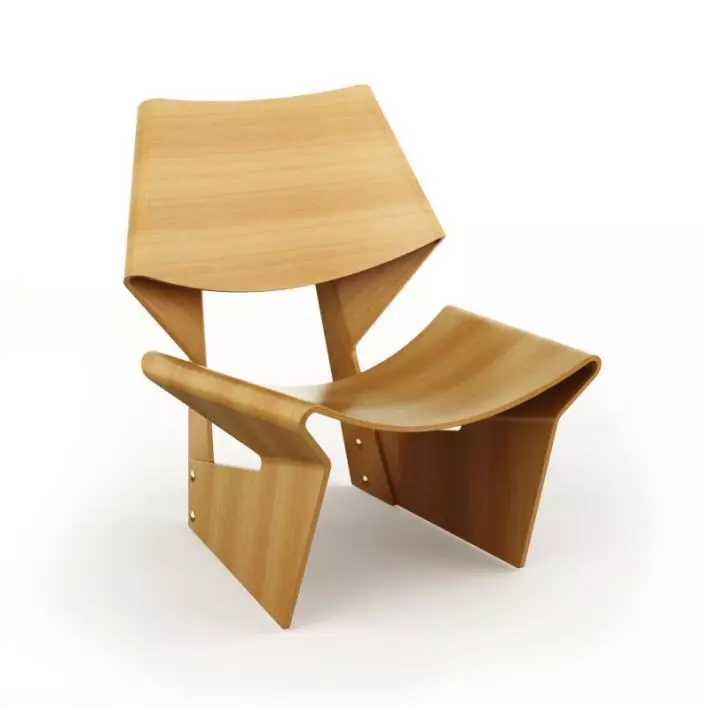 Modern Wooden Chair 3D model_0