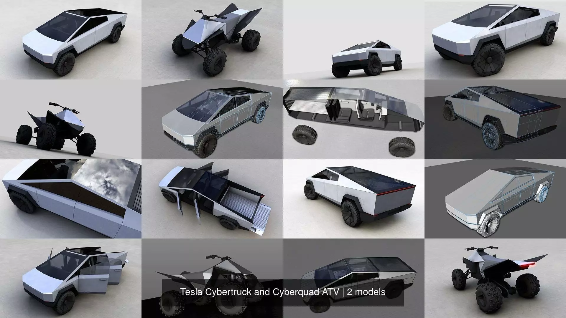 Tesla Cybertruck and Cyberquad ATV 3D Model Collection_0