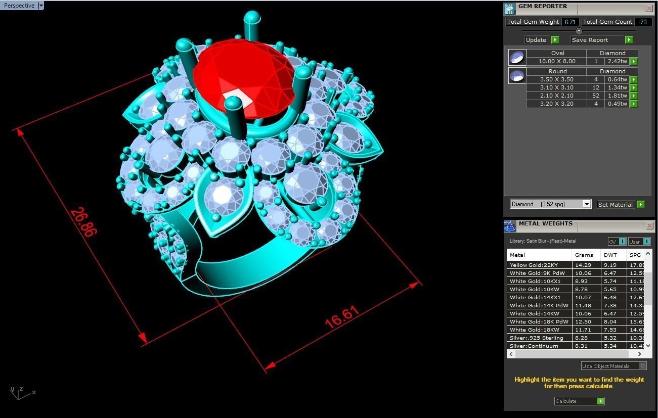 Gemstone rings - Oval stone ring - Diamond rings - 3021 3D print model_11