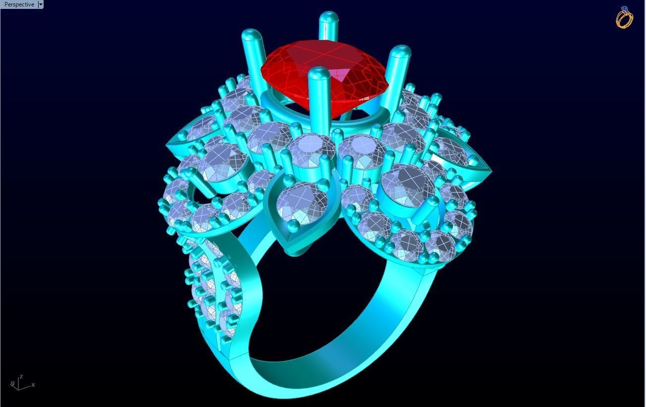 Gemstone rings - Oval stone ring - Diamond rings - 3021 3D print model_13
