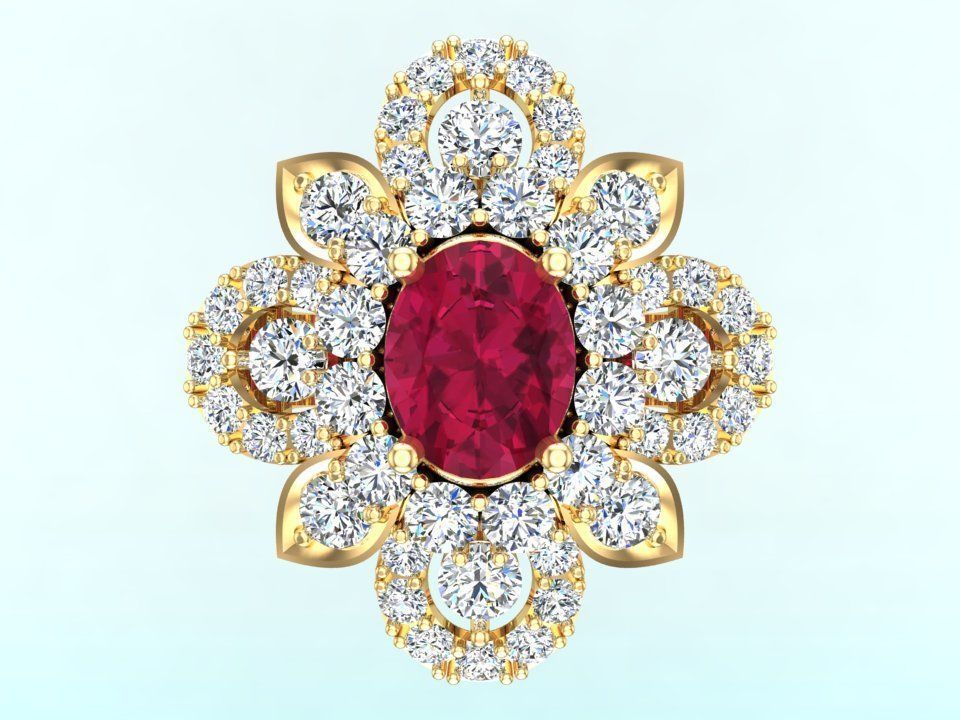 Gemstone rings - Oval stone ring - Diamond rings - 3021 3D print model_7