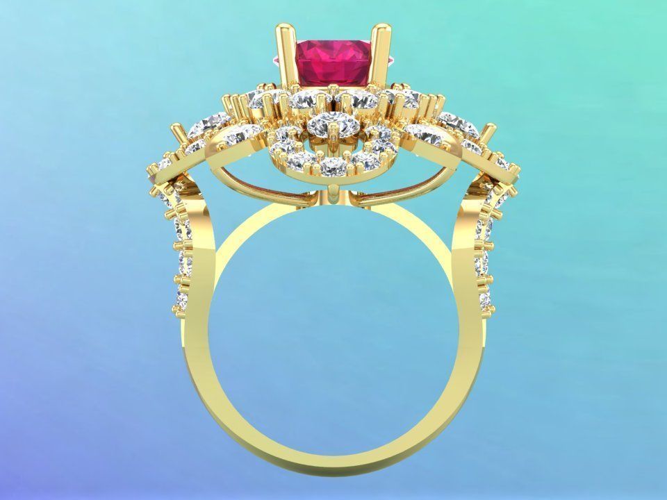 Gemstone rings - Oval stone ring - Diamond rings - 3021 3D print model_9