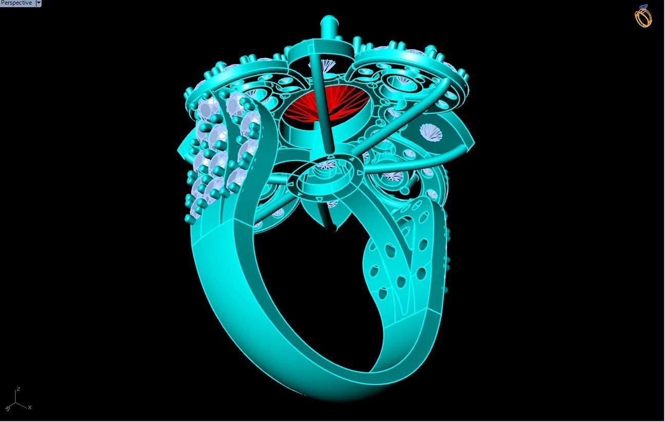 Gemstone rings - Oval stone ring - Diamond rings - 3021 3D print model_12