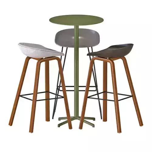 Hay table and chairs set 9 3D model