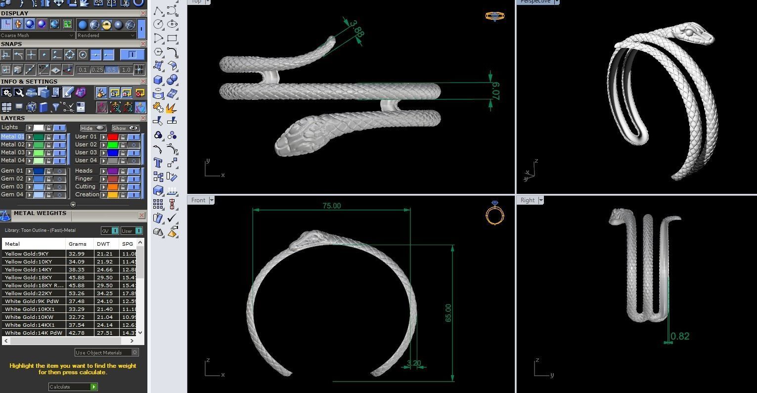 Snake  bracelet   447 3D print model_9