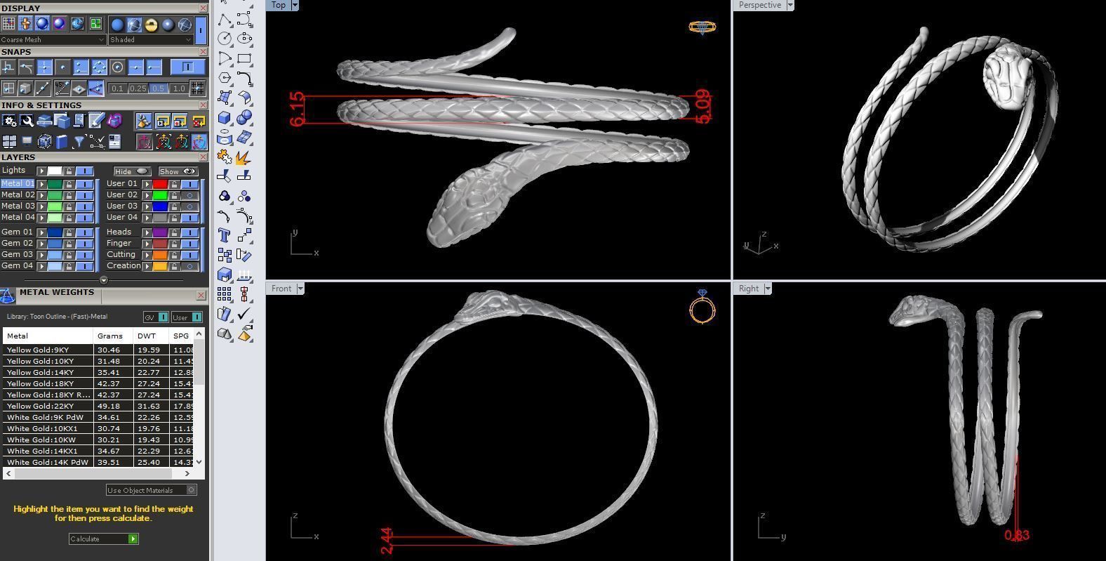 Snake  bracelet   447 3D print model_8