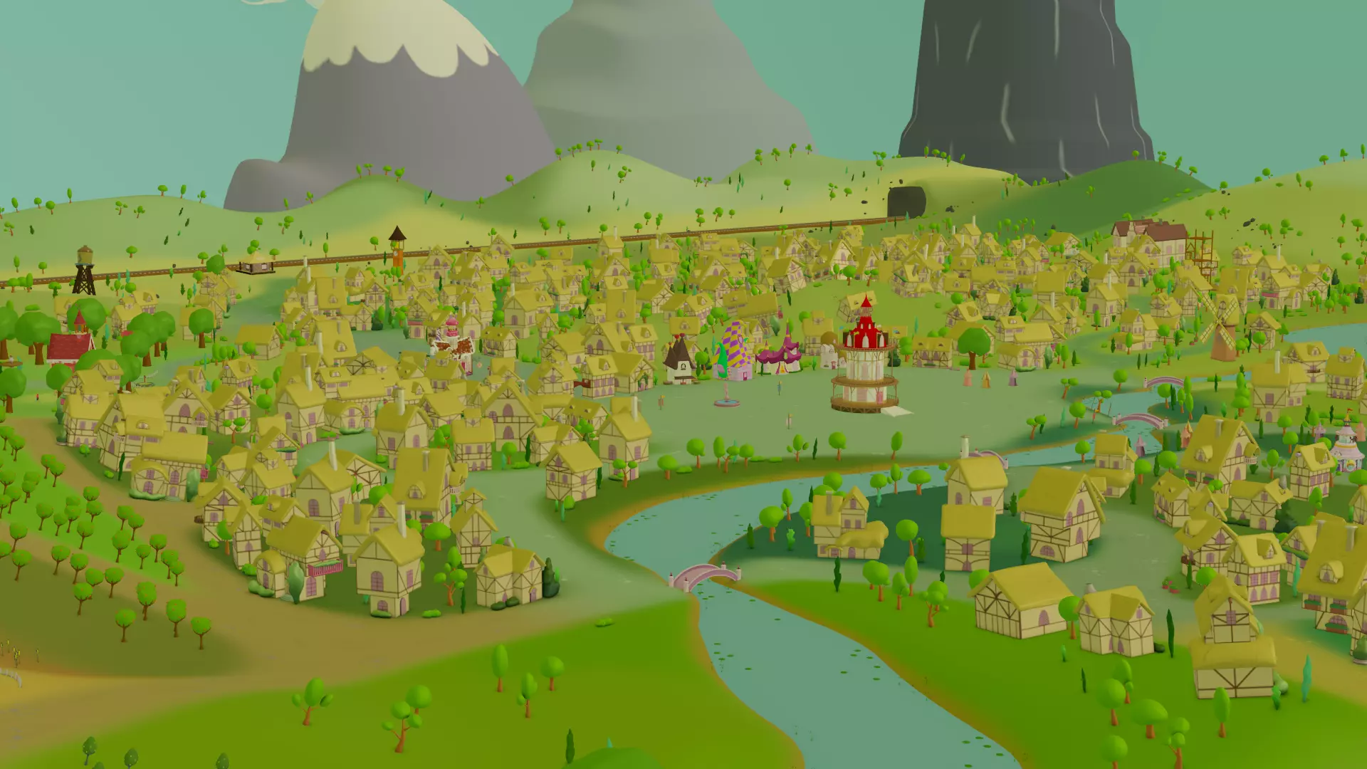 Ponyville cartoon village 3D model