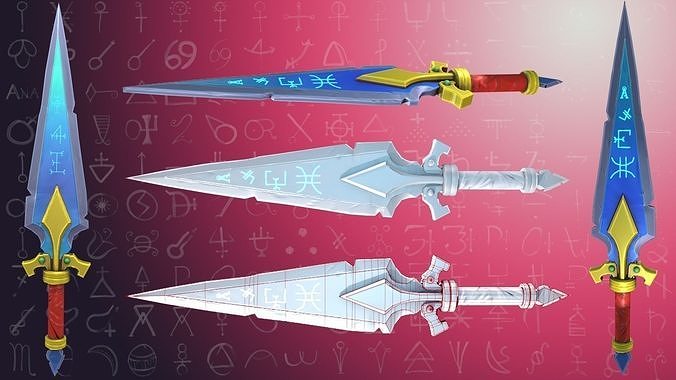 Stylised sword Low-poly 3D model
