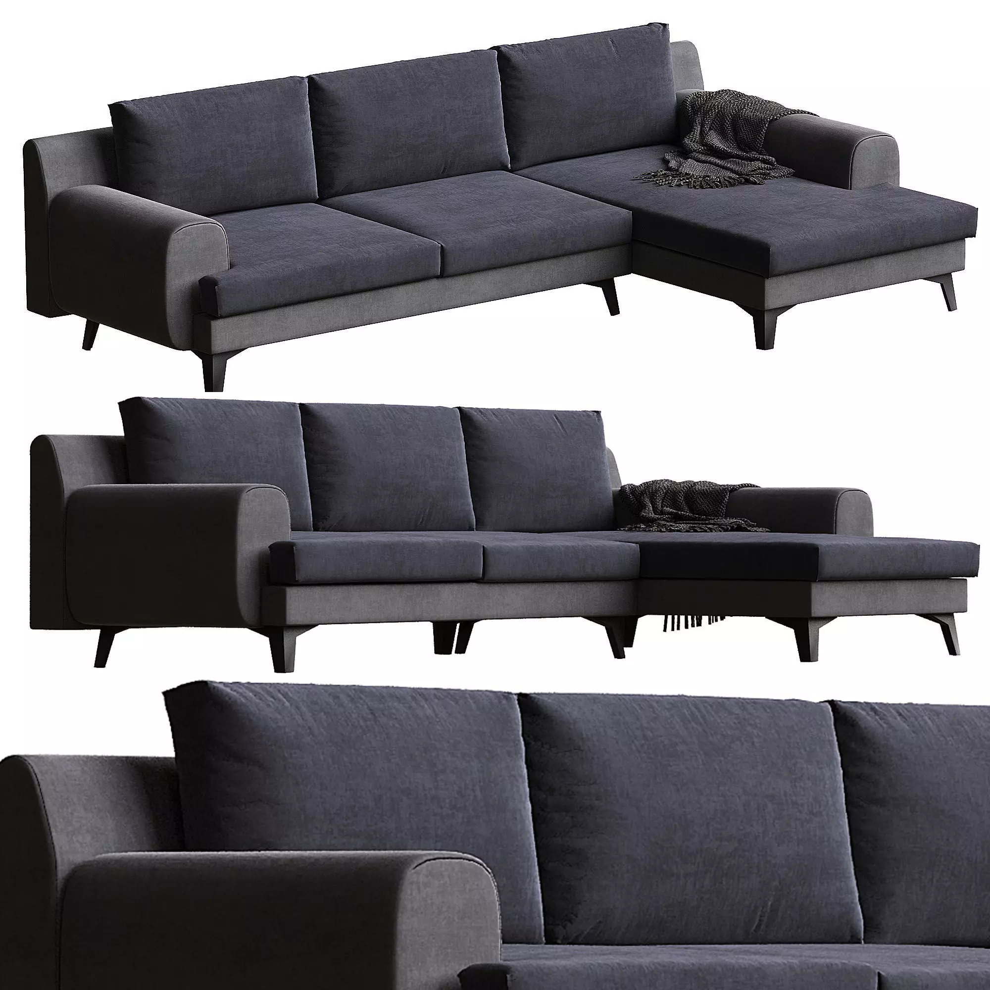 Chaise longue sofas - Fargo sofa with resting unit - BoConcept 3D model