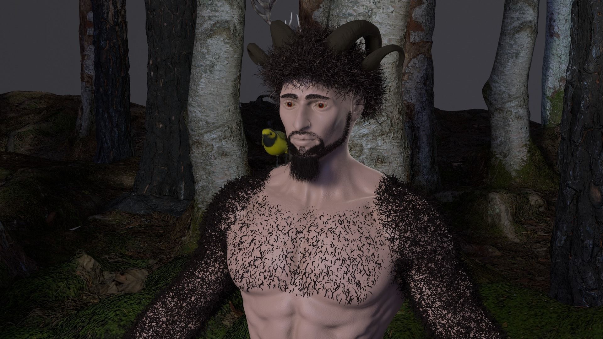 Character silhouette of person in woods 3D model_16