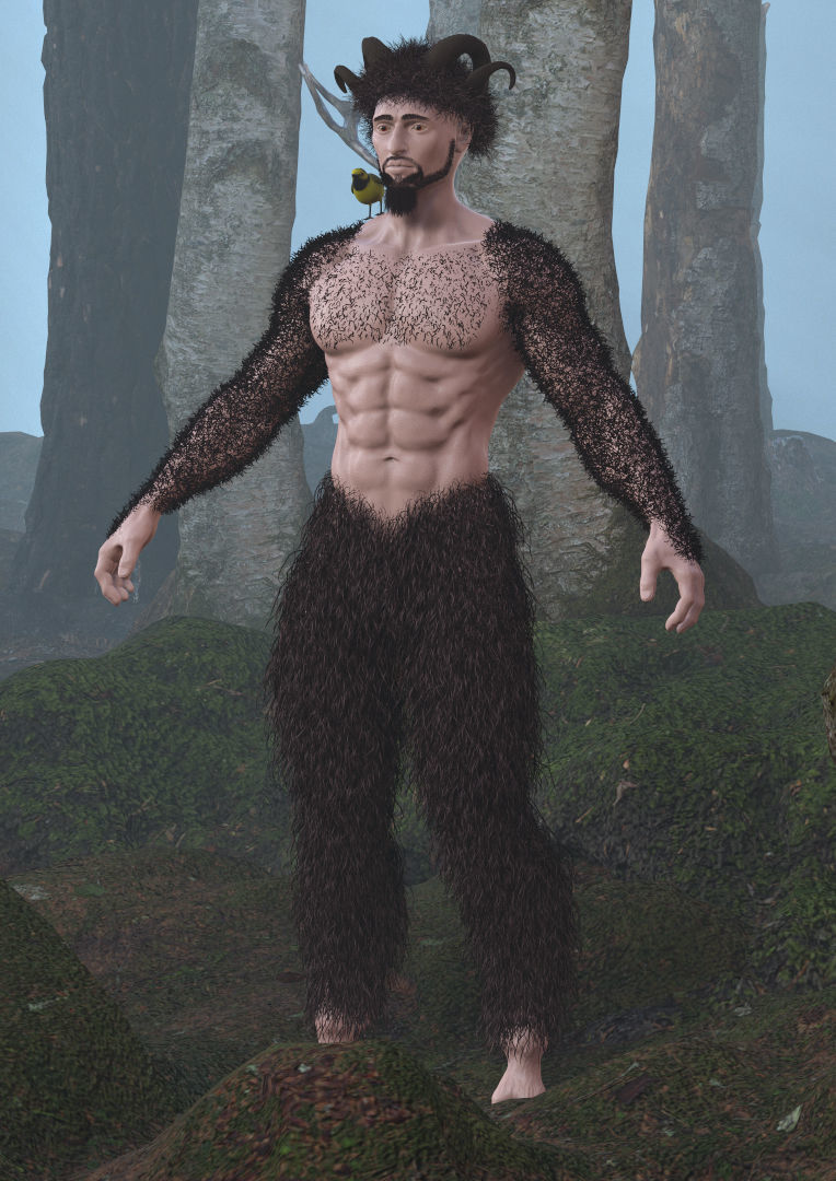 Character silhouette of person in woods 3D model_9