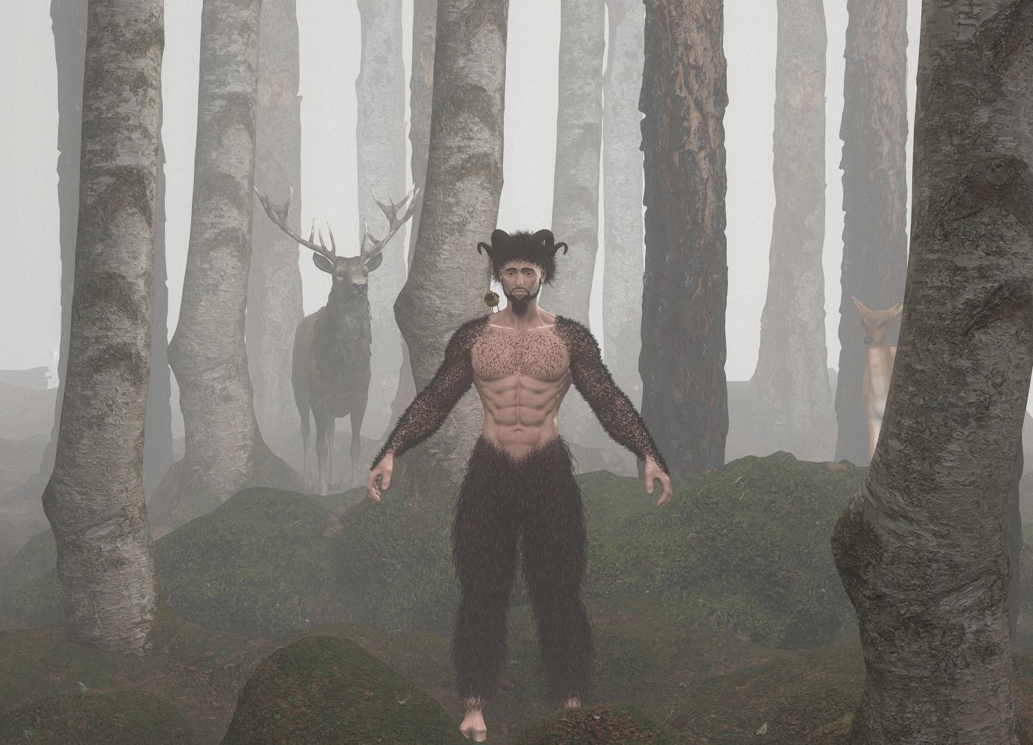 Character silhouette of person in woods 3D model_26