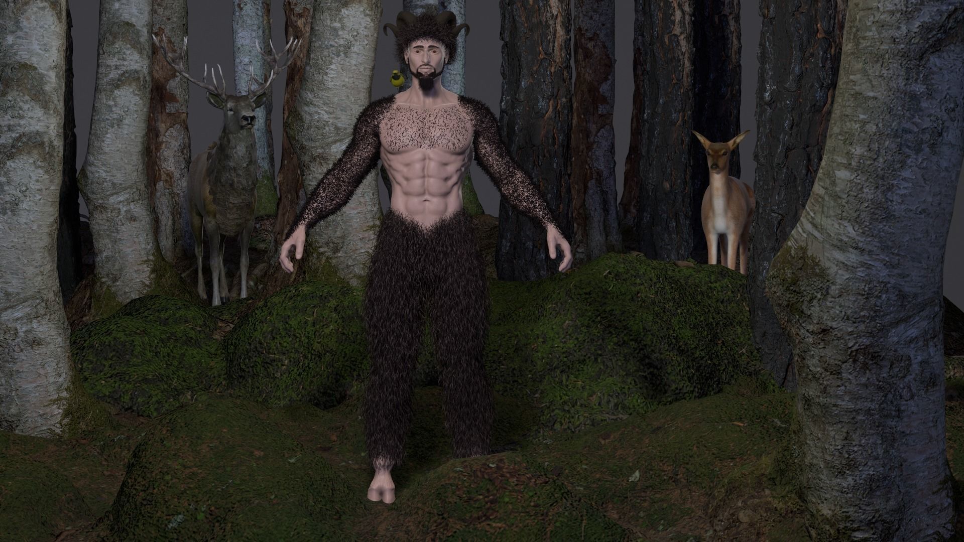 Character silhouette of person in woods 3D model_57