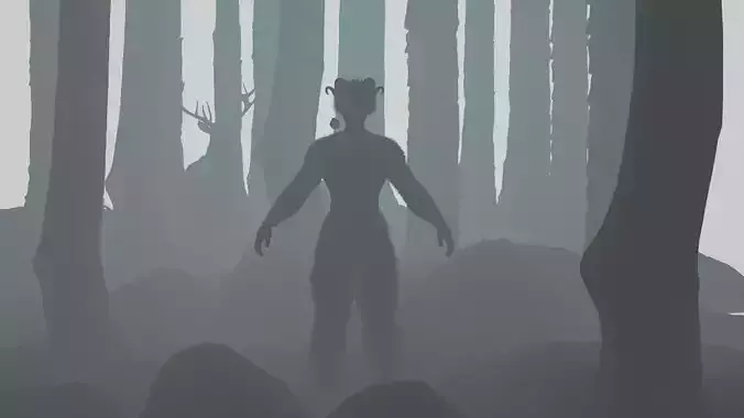 Character silhouette of person in woods