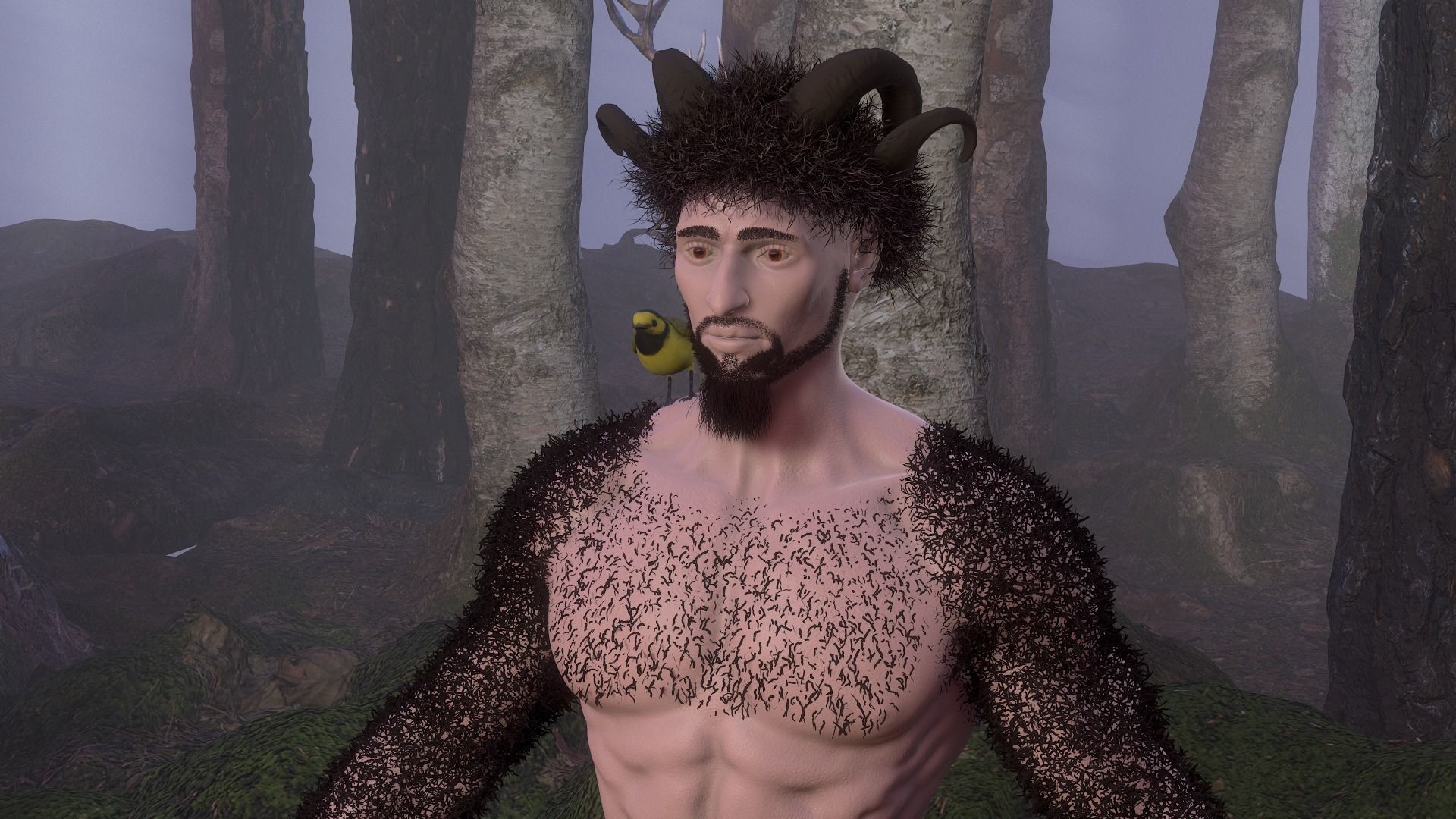 Character silhouette of person in woods 3D model_42