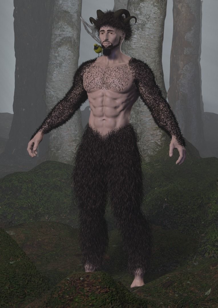 Character silhouette of person in woods 3D model_12