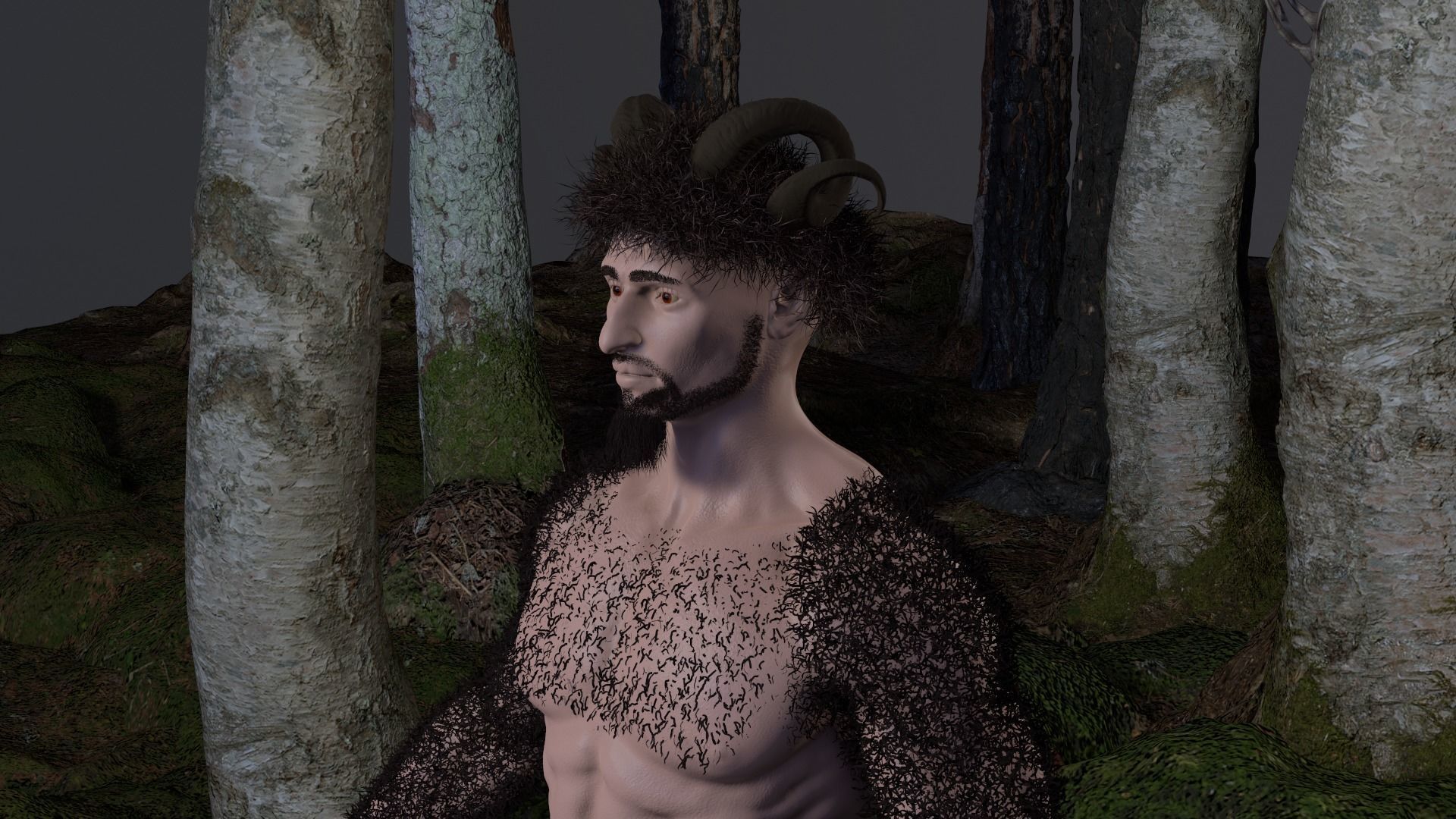 Character silhouette of person in woods 3D model_22