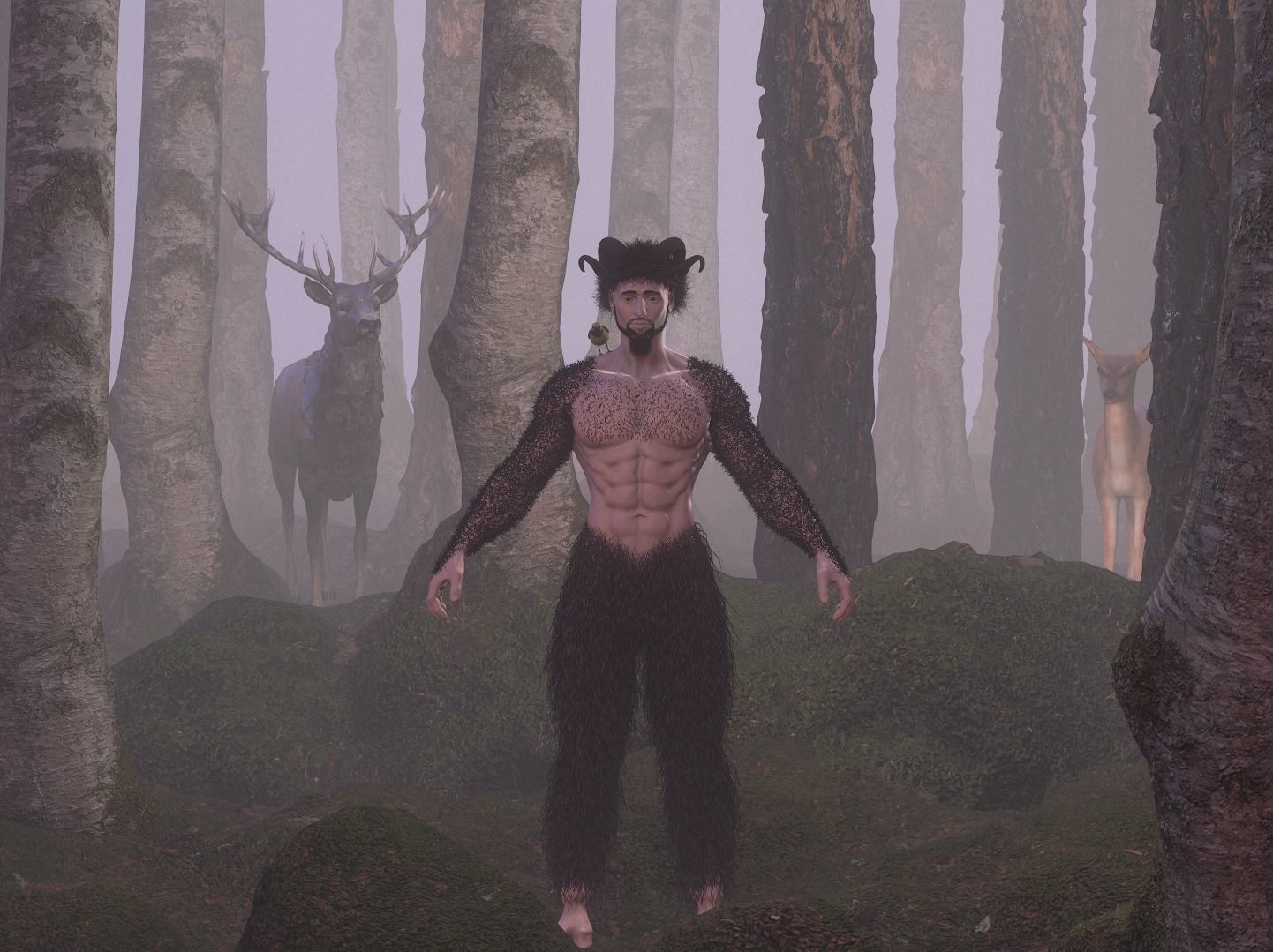 Character silhouette of person in woods 3D model_29