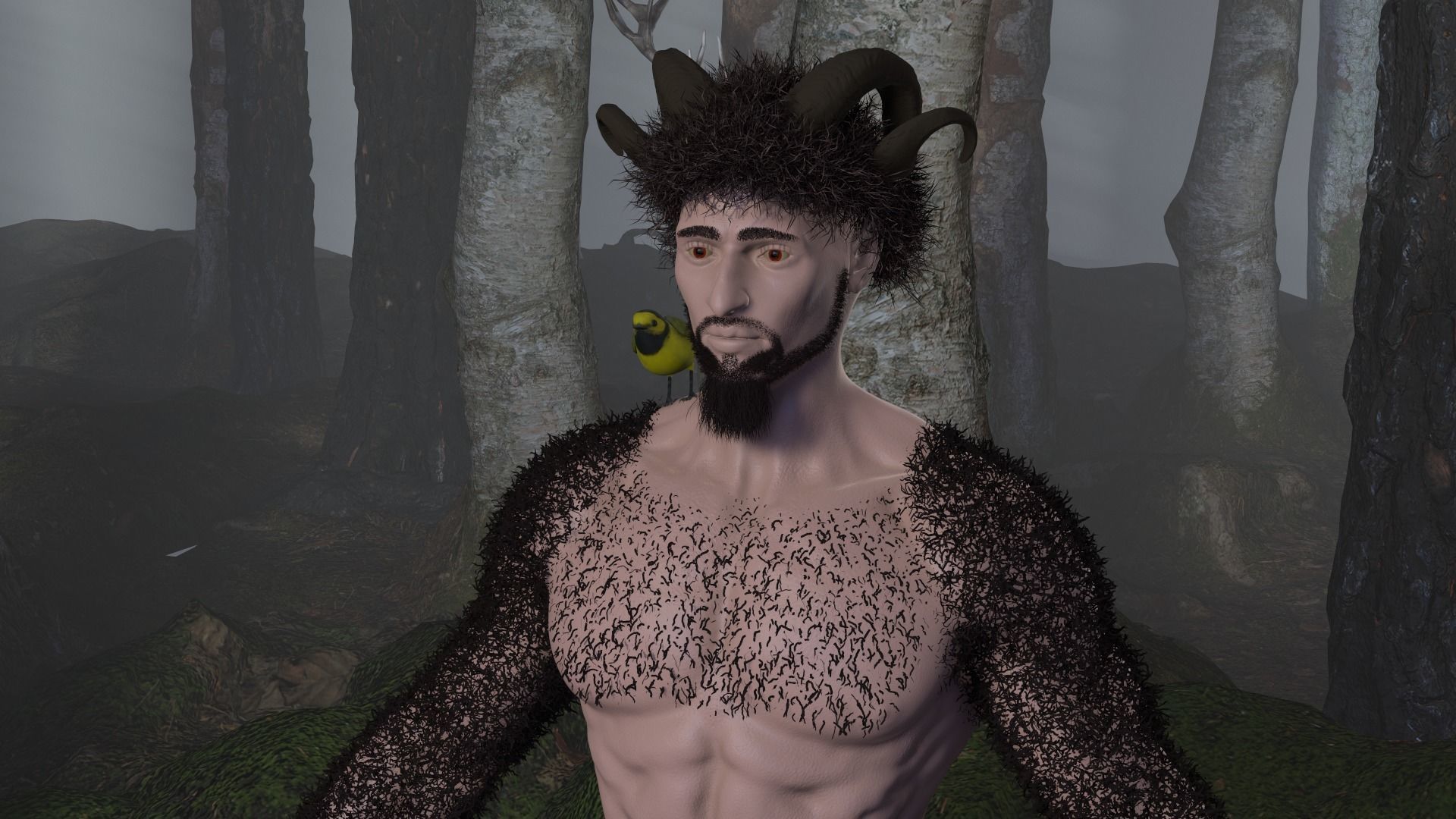 Character silhouette of person in woods 3D model_50