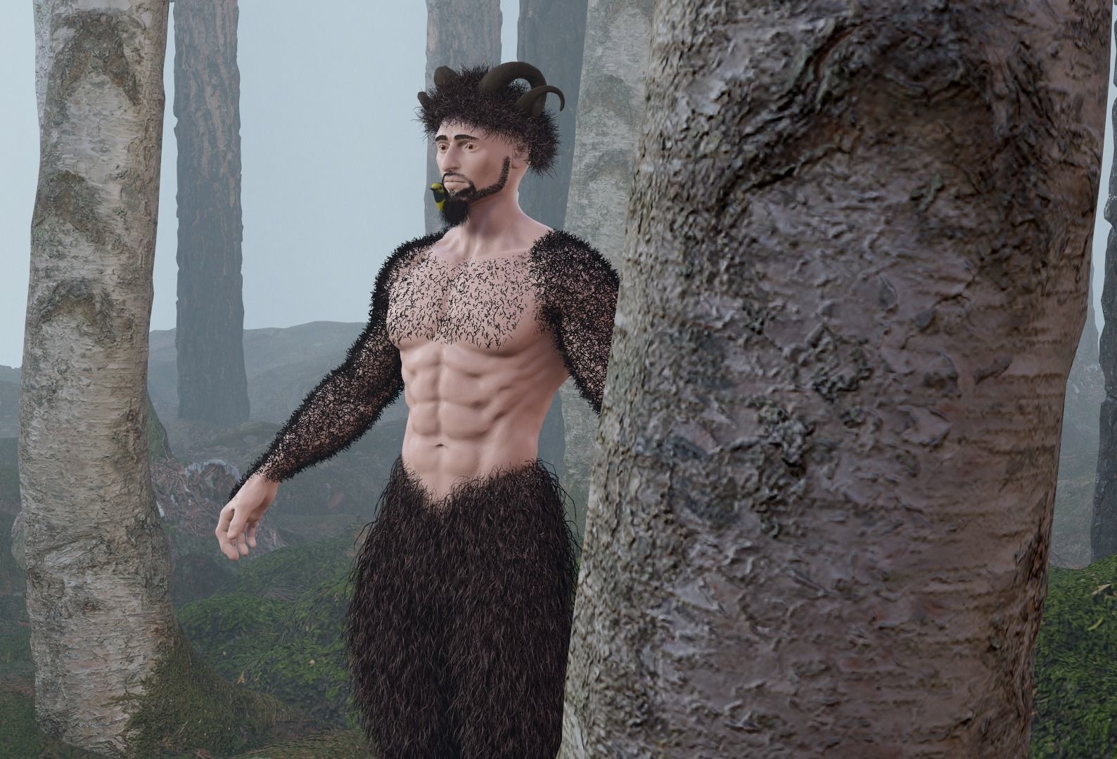 Character silhouette of person in woods 3D model_21