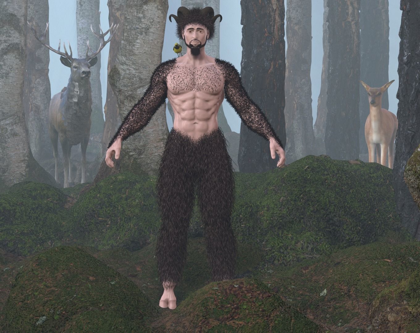 Character silhouette of person in woods 3D model_23