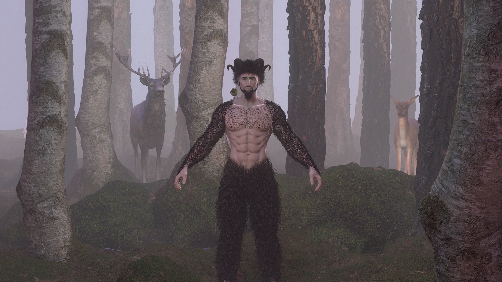 Character silhouette of person in woods 3D model_39