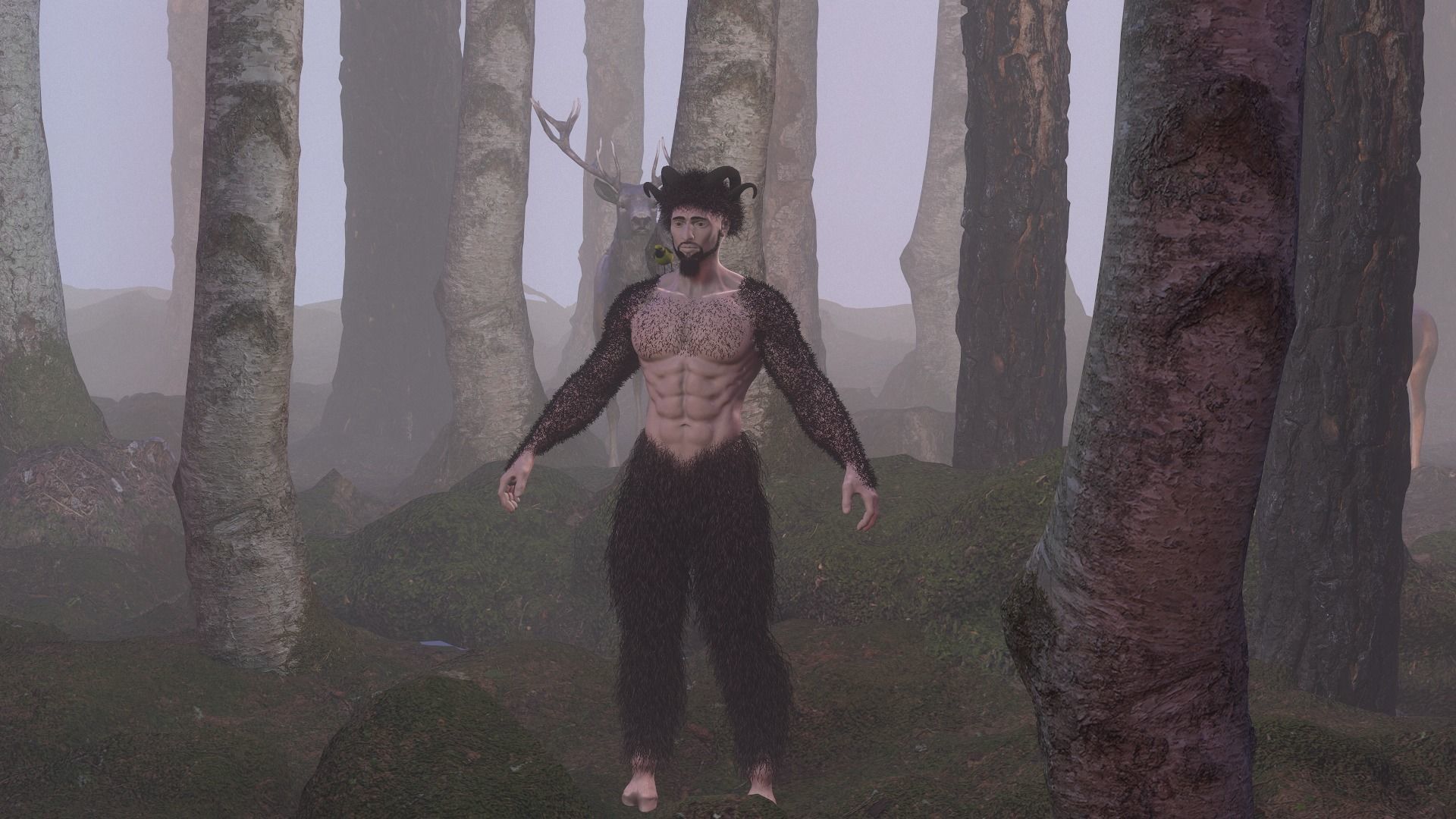 Character silhouette of person in woods 3D model_36