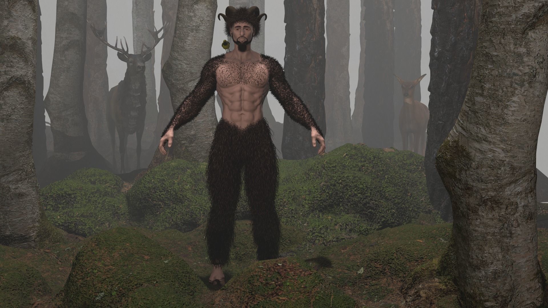 Character silhouette of person in woods 3D model_34