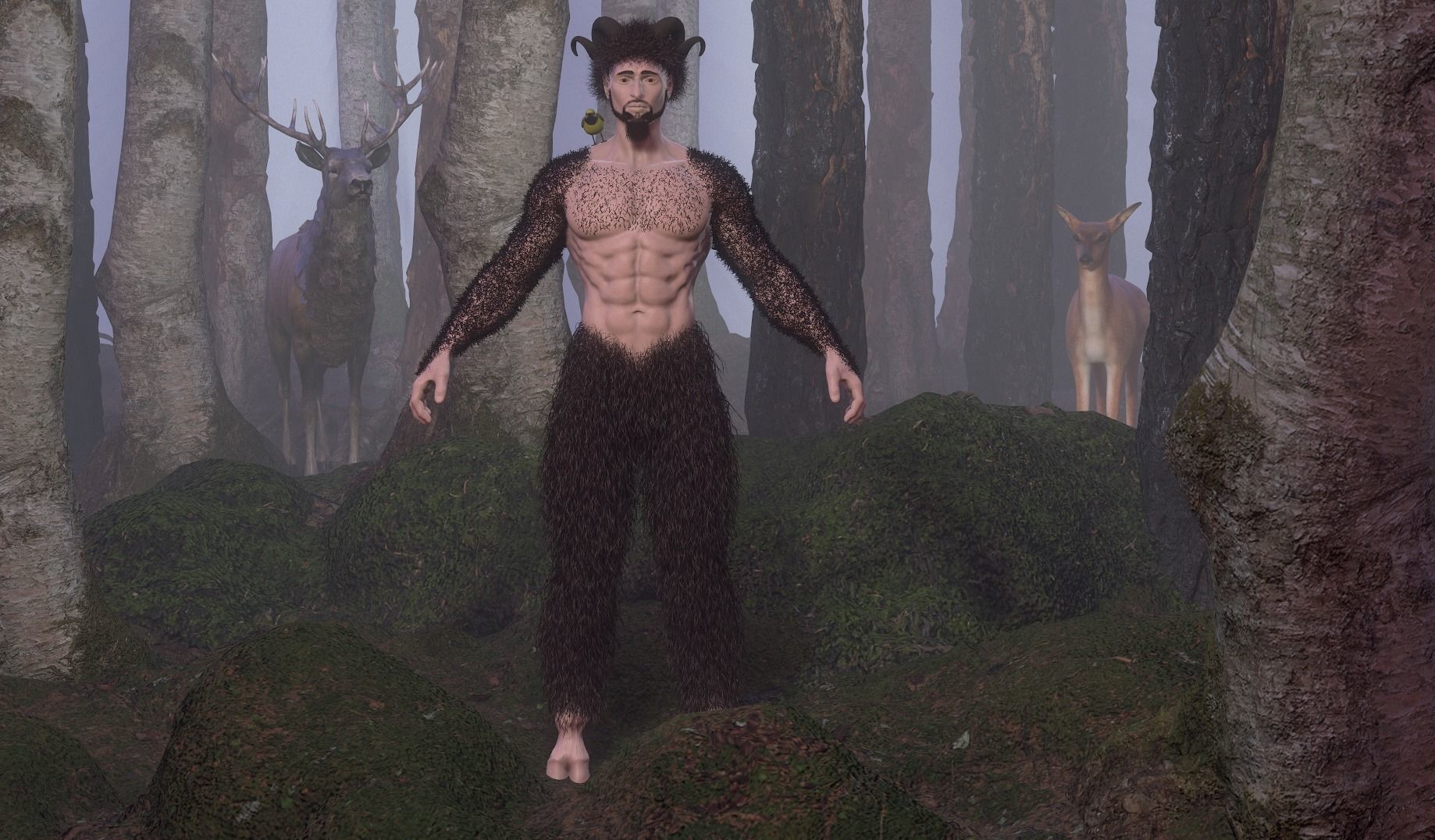 Character silhouette of person in woods 3D model_41