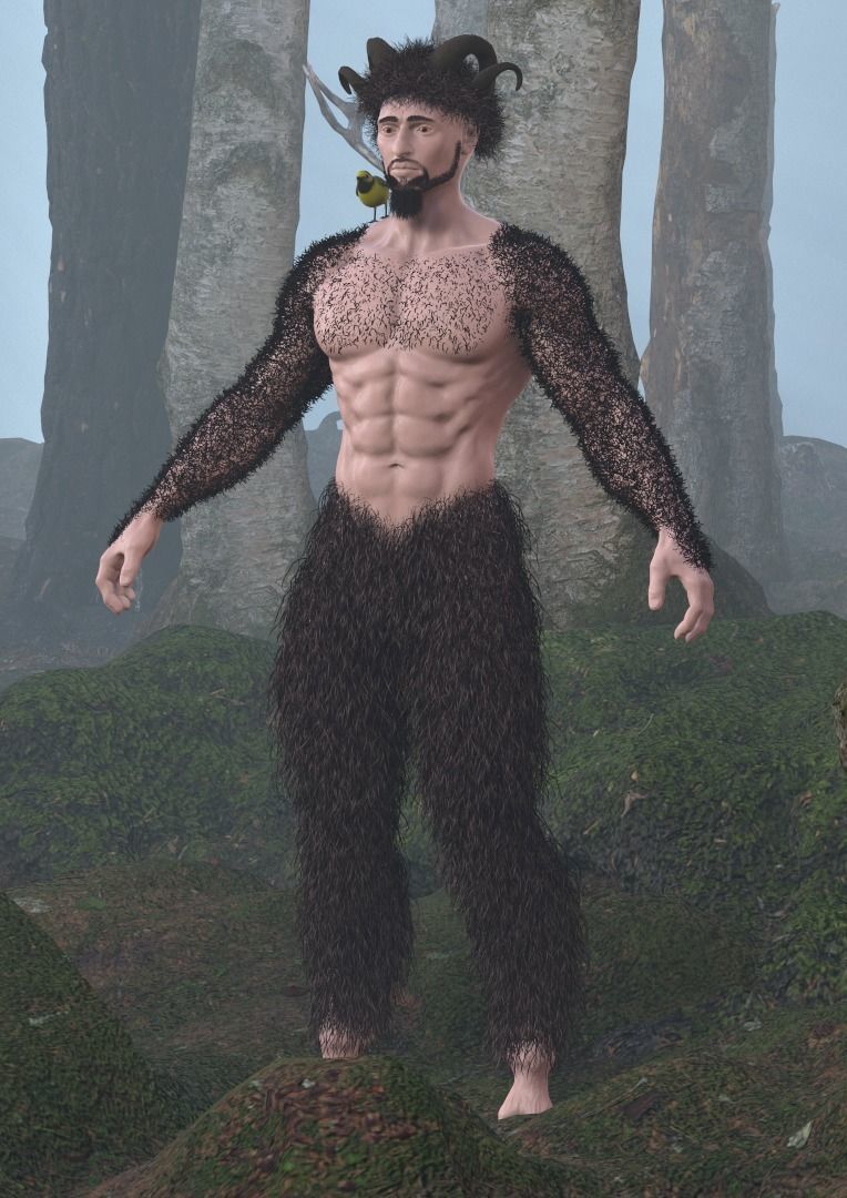 Character silhouette of person in woods 3D model_5