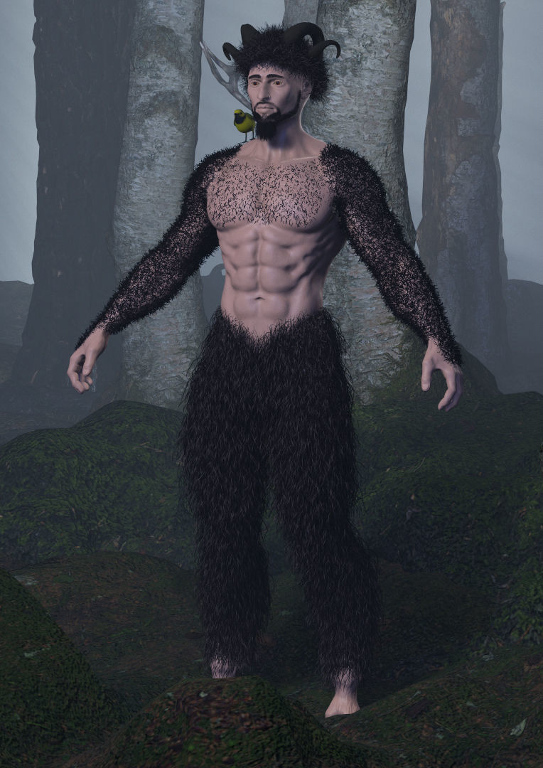 Character silhouette of person in woods 3D model_8