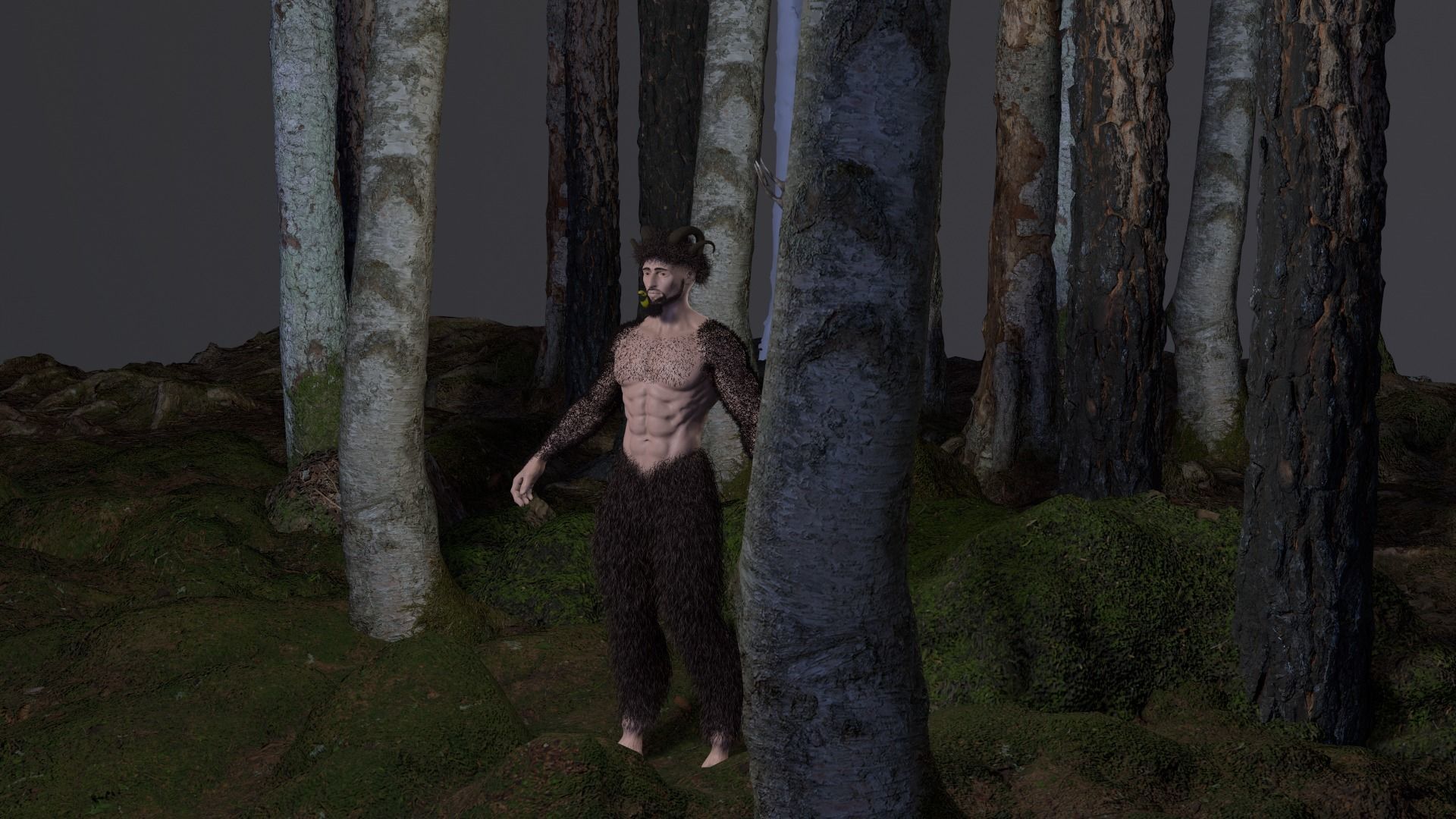 Character silhouette of person in woods 3D model_19