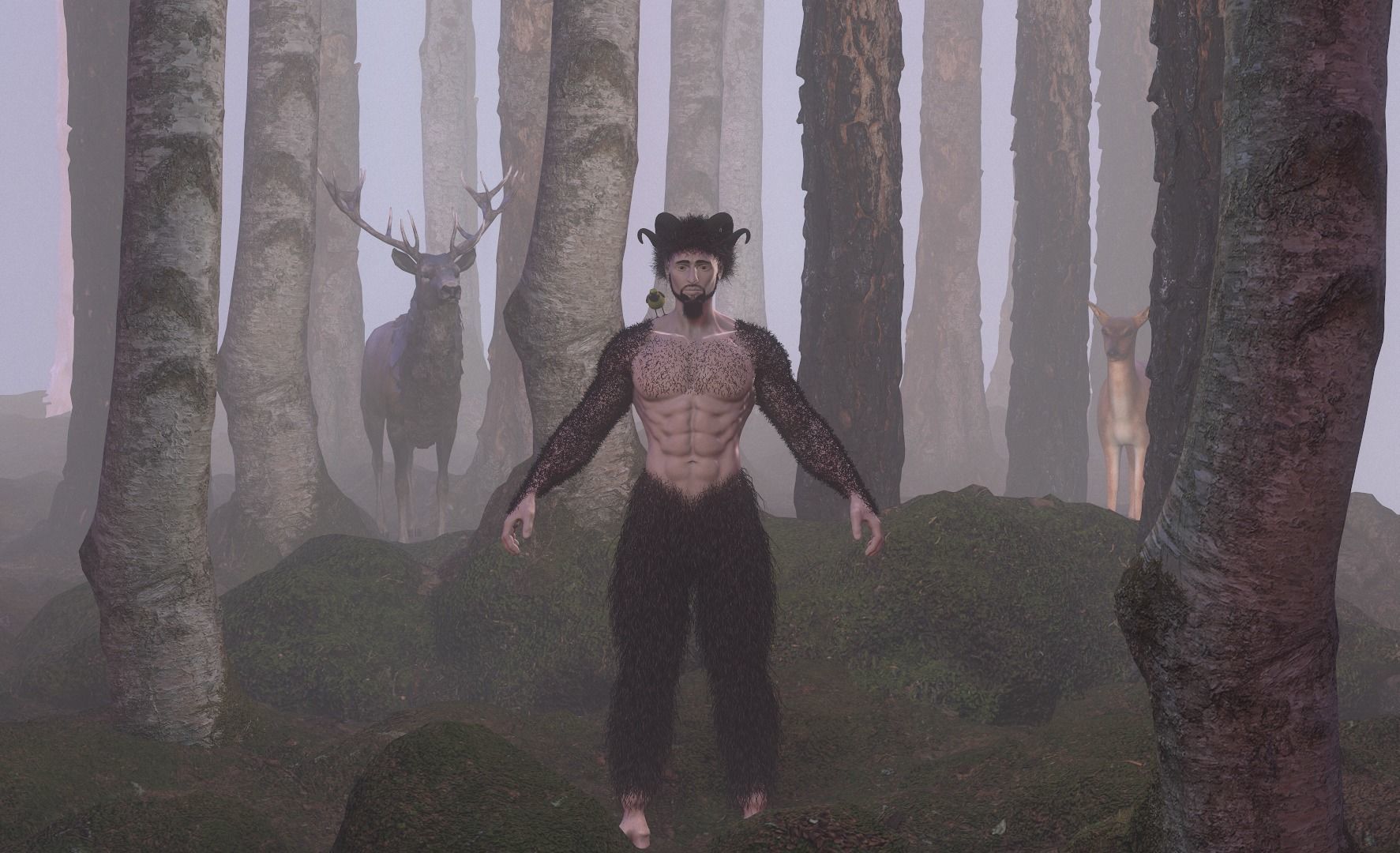 Character silhouette of person in woods 3D model_31