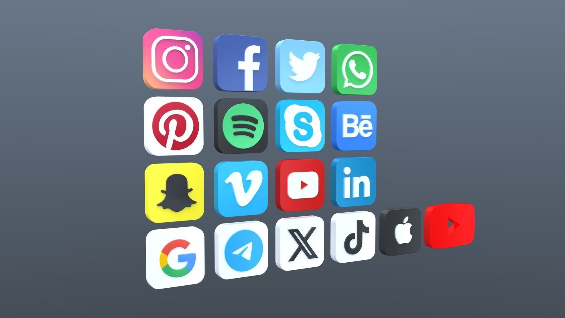 Social Media Icon Set No2 3D print model_1