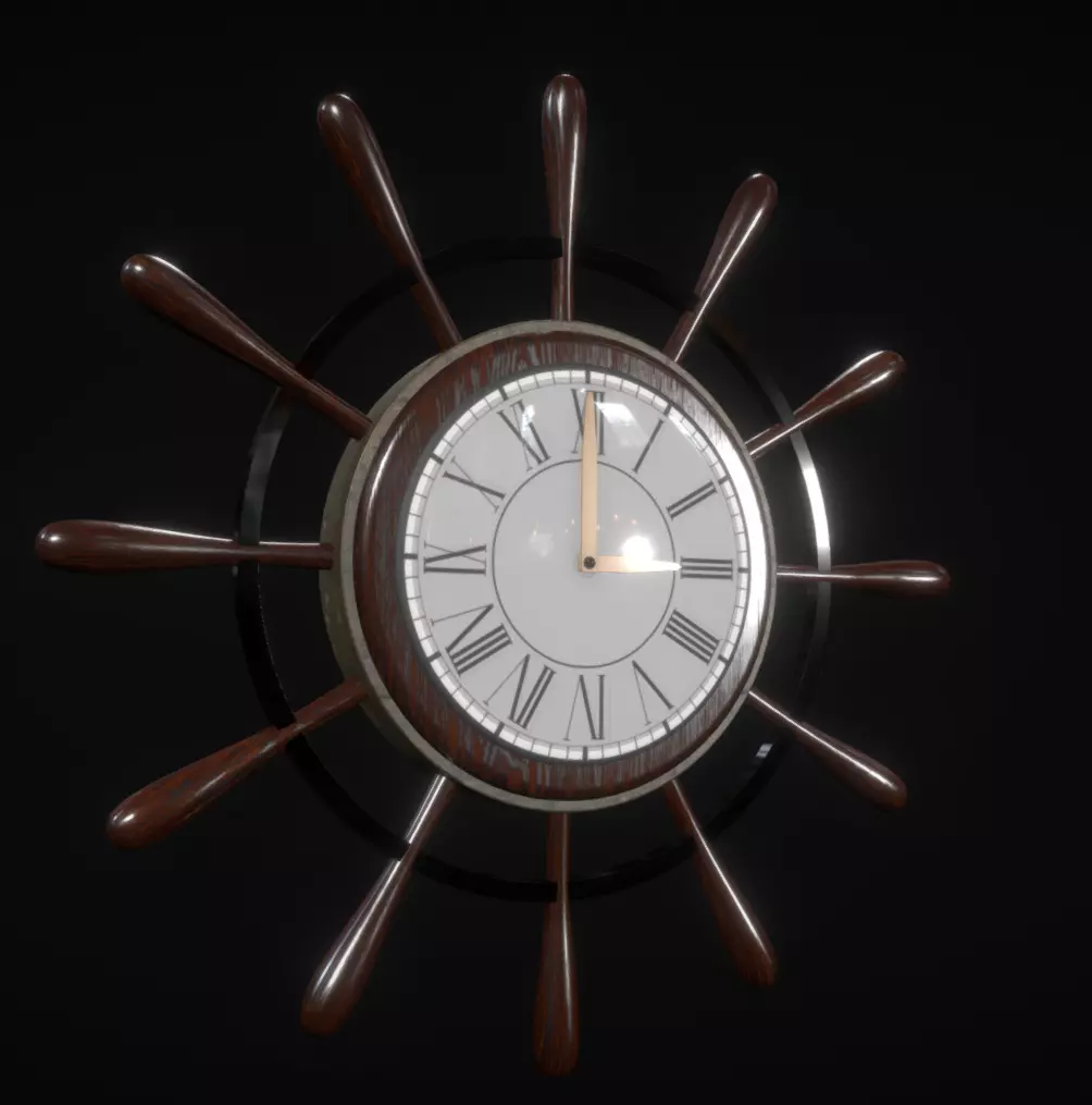 Sweet Wooden Clock Low-poly 3D model