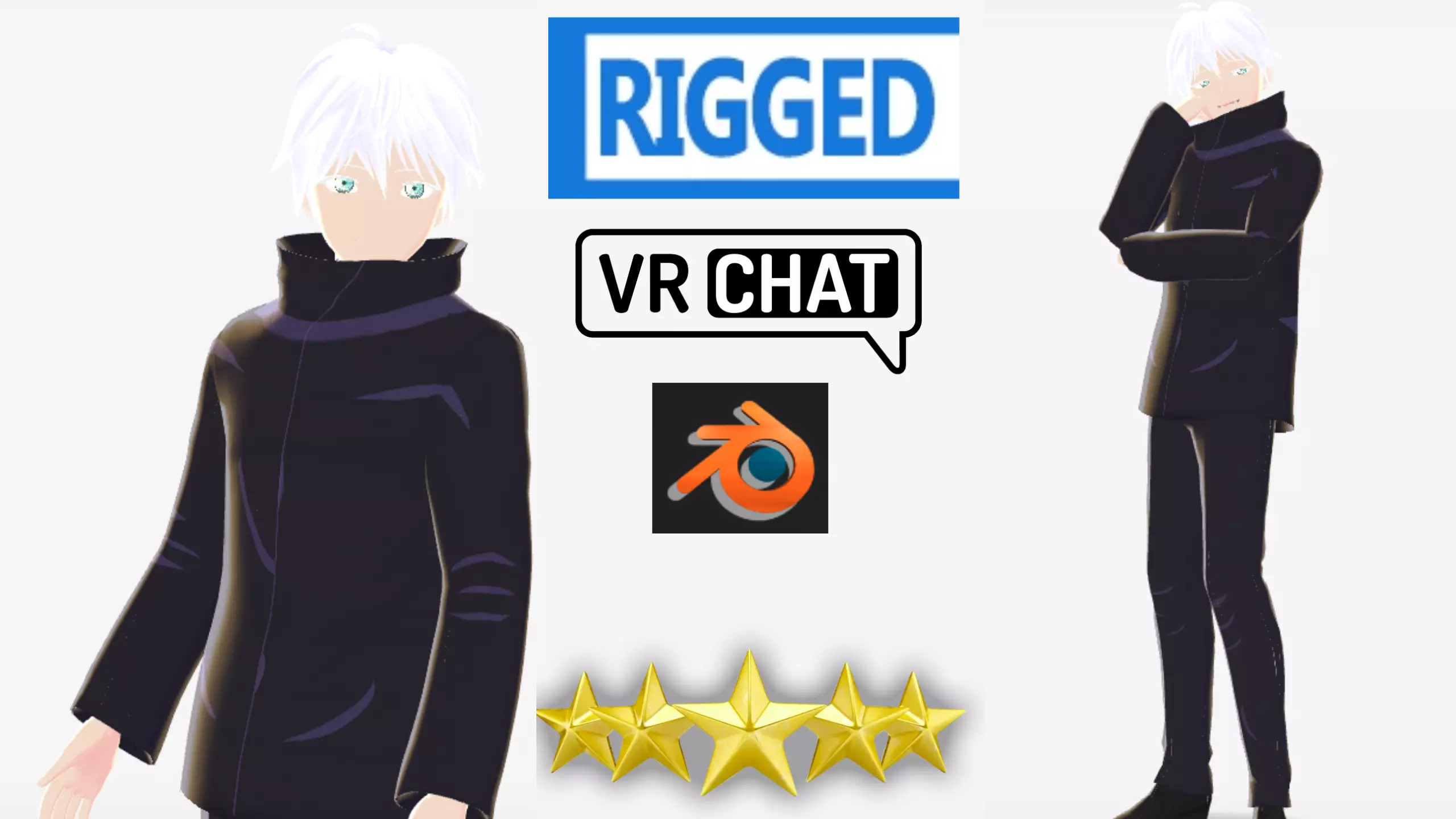 Gojo Satoru Tan cute anime character Low-poly 3D model