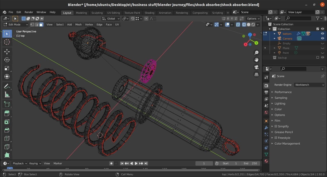 car shock absorber with suspension spring 3D model_2