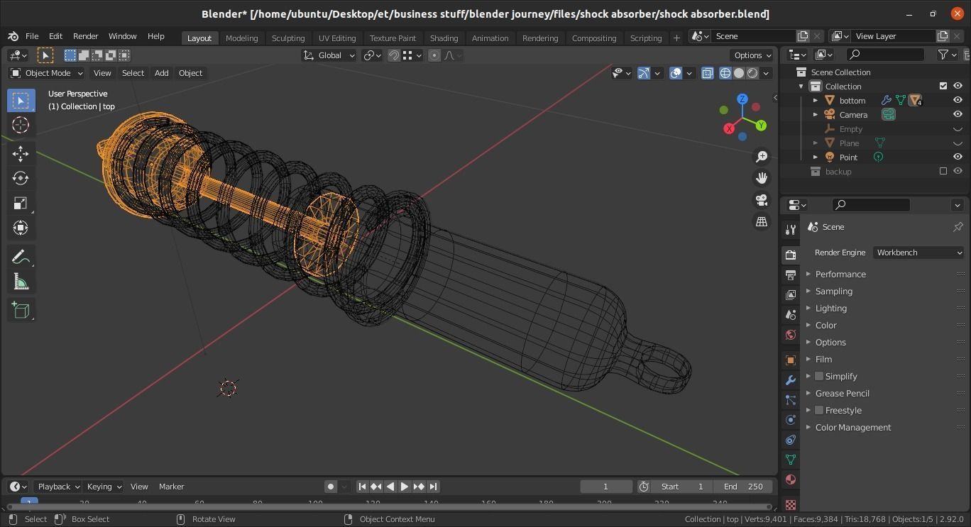 car shock absorber with suspension spring 3D model_4
