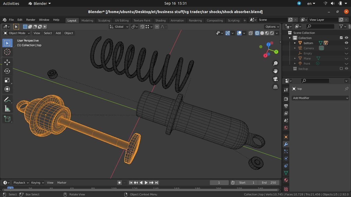 car shock absorber with suspension spring 3D model_5