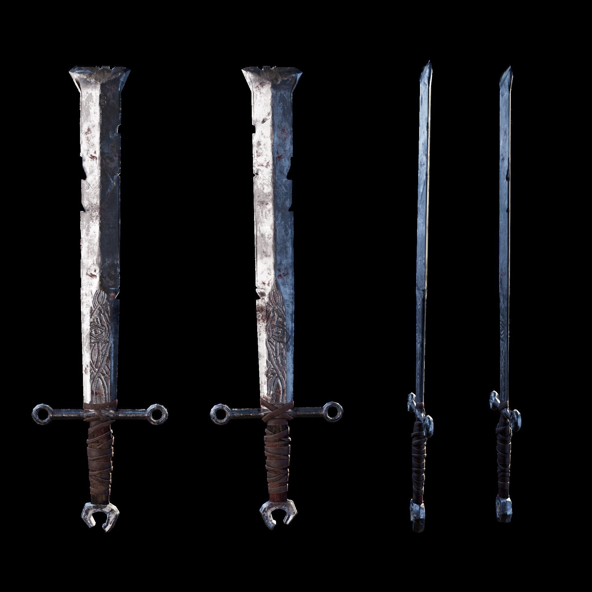 Fantasy Broad Sword Low-poly 3D model_2