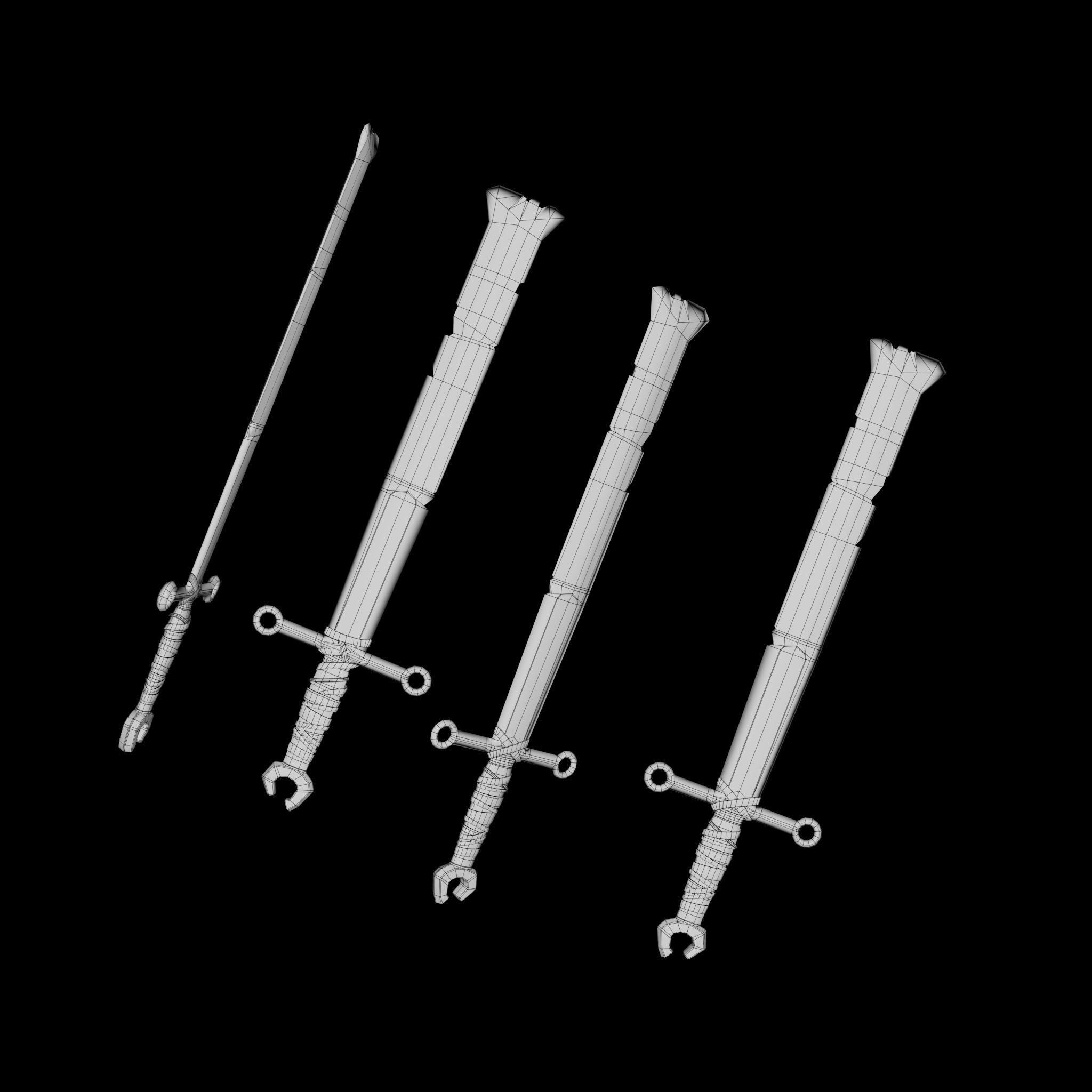 Fantasy Broad Sword Low-poly 3D model_9