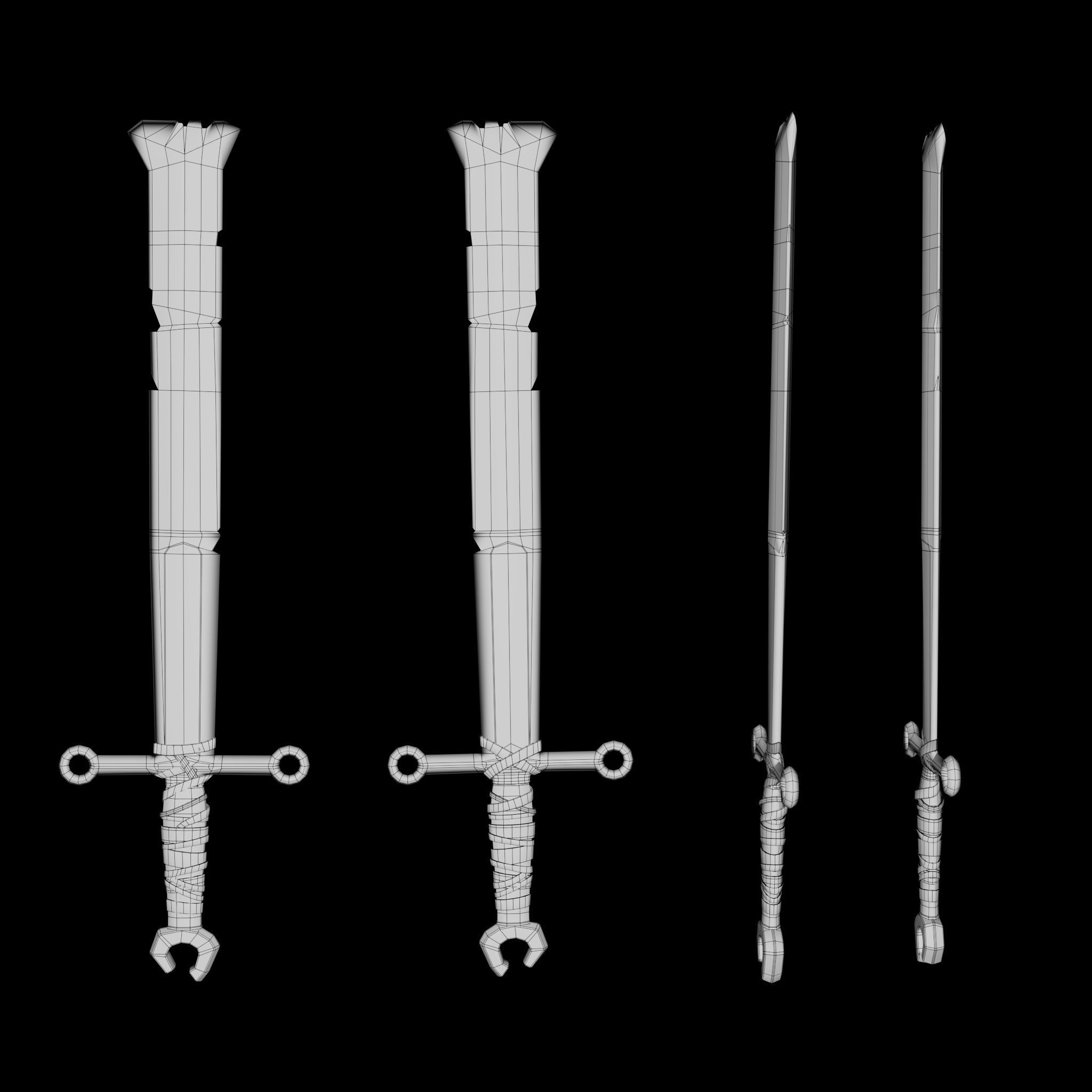 Fantasy Broad Sword Low-poly 3D model_4