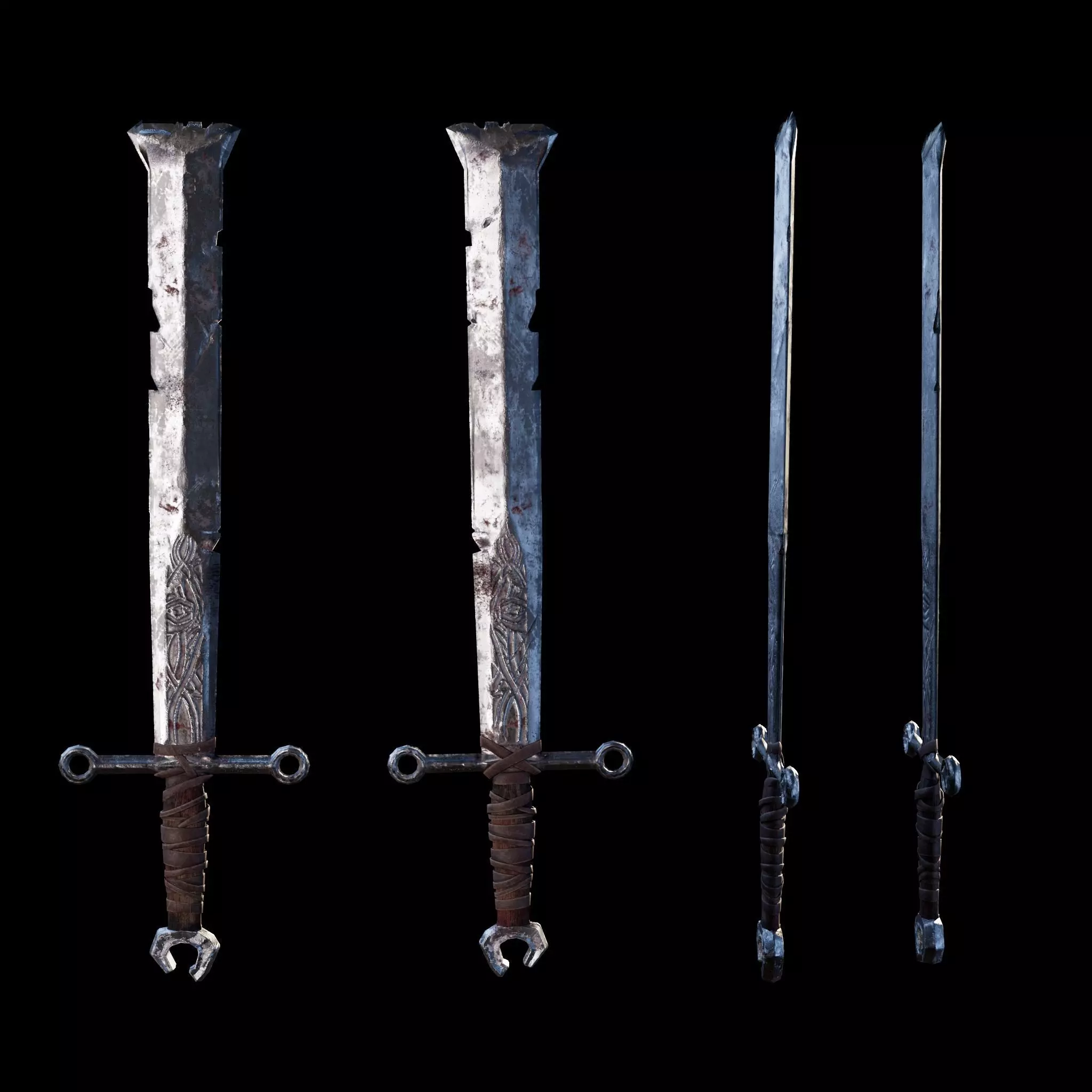 Fantasy Broad Sword Low-poly 3D model_0