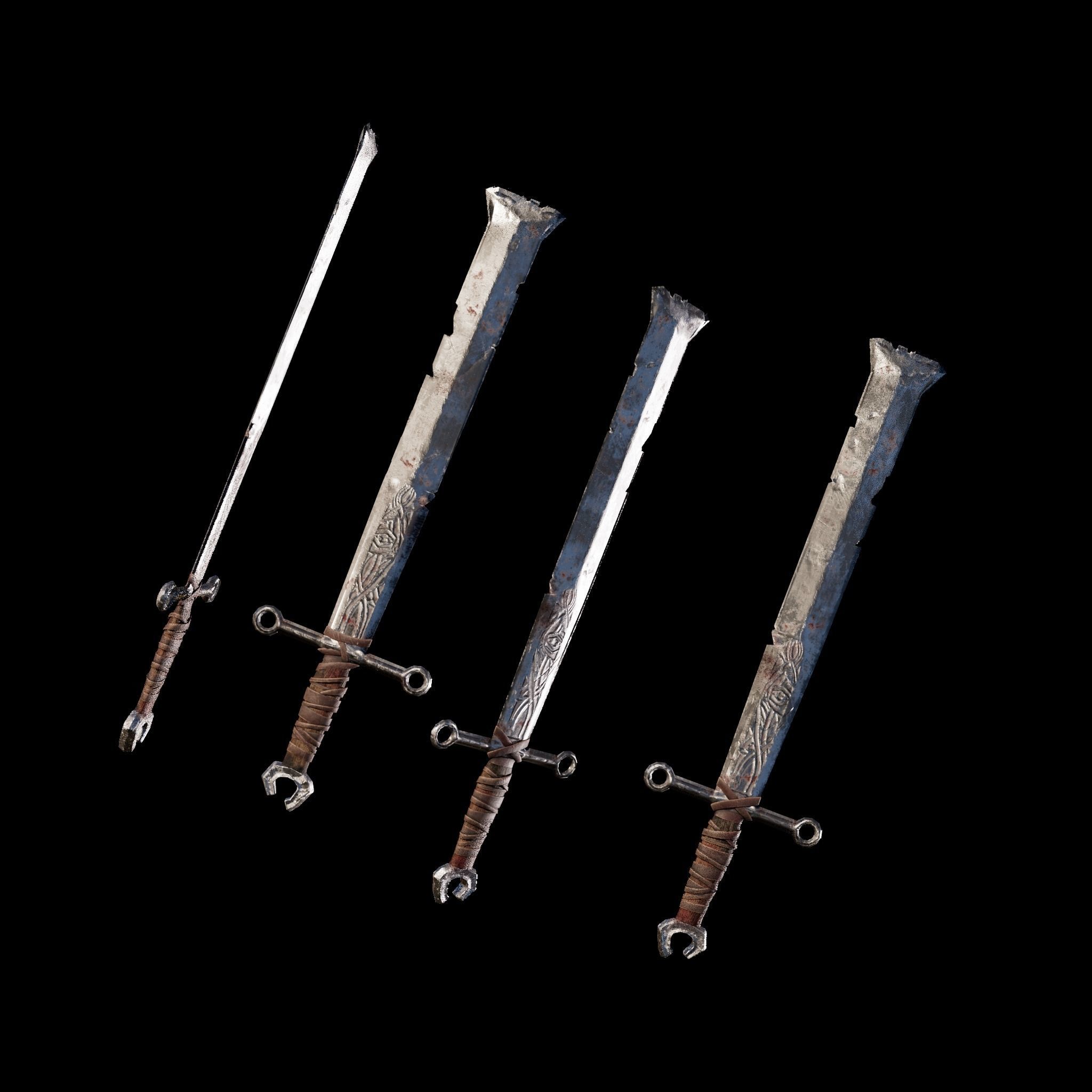 Fantasy Broad Sword Low-poly 3D model_8