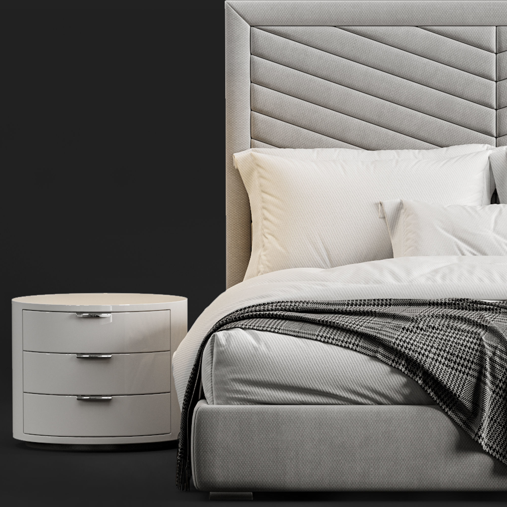 Rhys II Dovetail Tufted Nailhead Headboard Bed 3D model_5