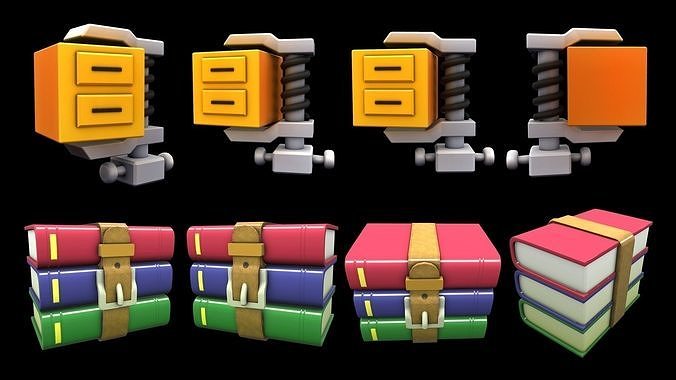 Winrar Winzip 3D Icon Lowpoly For Game and Mobile Low-poly 3D model